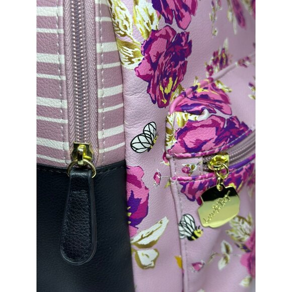 Betsey-Johnson Pink Floral Backpack & Lunch Bag Set – Bee Purple Rose AOP Print - Picture 10 of 10